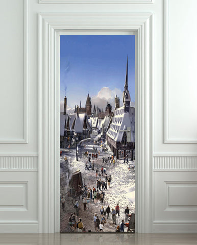 Magic world, Potter door sticker mural 30"x80" (77x203cm), self-adhesive, single piece