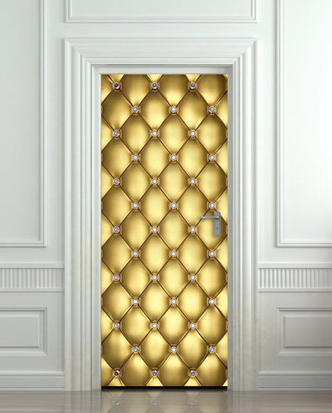 Door Wall STICKER poster diamond gold golden leather cover film 30"x79" (77x200 cm) - Pulaton stickers and posters
 - 1