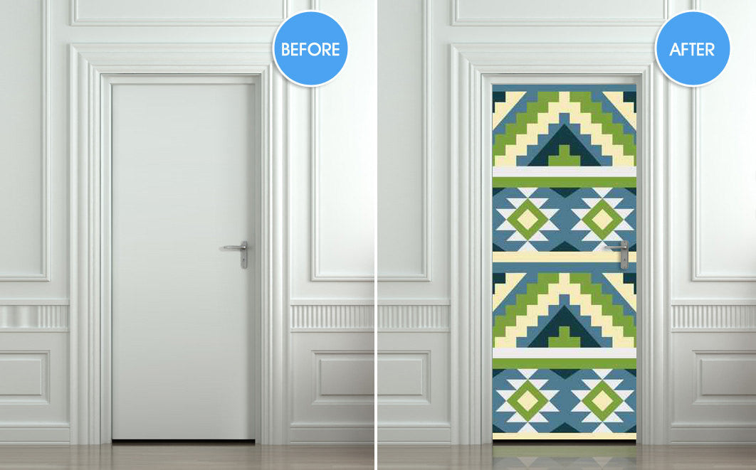 Door wall sticker cover aztec ethnic tribal pattern 30"x79"(77x200cm) - Pulaton stickers and posters
 - 2