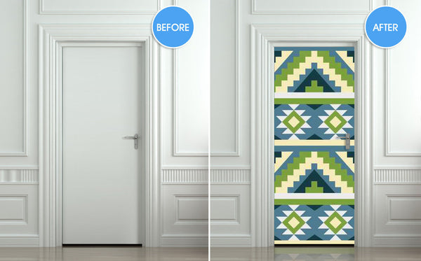 Door wall sticker cover aztec ethnic tribal pattern 30"x79"(77x200cm) - Pulaton stickers and posters
 - 2