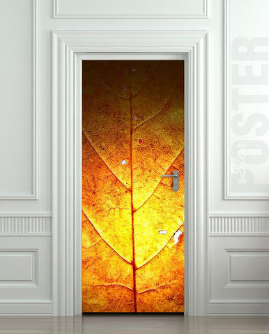 Door STICKER leaf autumn fall gold nature tree mural decole film self-adhesive poster 30"x79"(77x200 cm) - Pulaton stickers and posters
 - 1