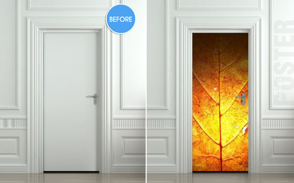 Door STICKER leaf autumn fall gold nature tree mural decole film self-adhesive poster 30"x79"(77x200 cm) - Pulaton stickers and posters
 - 2