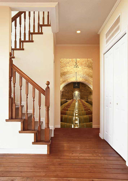 Door STICKER wine rowed cellar barrel kitchen vine viticulturist mural decole film self-adhesive poster 30"x79"(77x200 cm) - Pulaton stickers and posters
 - 3