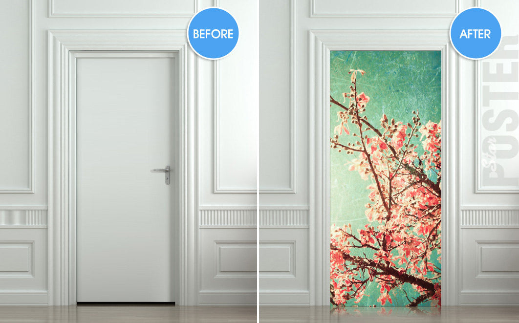 Door STICKER tree apple garden plum mural decole film self-adhesive poster 30"x79"(77x200 cm) - Pulaton stickers and posters
 - 2