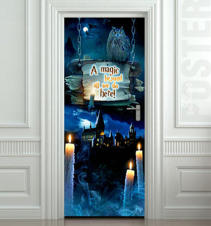 Fantasy illusion door murals for Potter heads