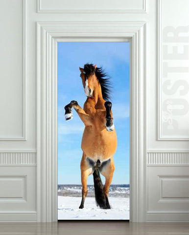 Door STICKER horse mare mustang hoof mural decole film self-adhesive poster 30"x79"(77x200 cm) - Pulaton stickers and posters
