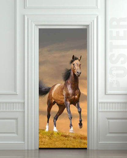 Door STICKER horse mare mustang hoof ride mural decole film self-adhesive poster 30"x79"(77x200 cm) - Pulaton stickers and posters
