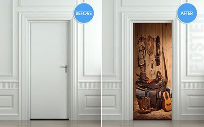 Door STICKER cowboy storeroom  larder pantry lumber boxroom mural decole film self-adhesive poster 30"x79"(77x200 cm) - Pulaton stickers and posters
 - 2