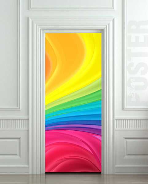 Door STICKER nursery rainbow outer cosmos abstraction space mural decole film self-adhesive poster 30"x79"(77x200 cm) - Pulaton stickers and posters
 - 1
