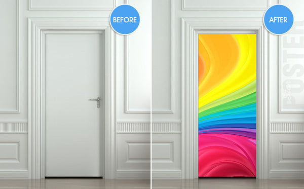 Door STICKER nursery rainbow outer cosmos abstraction space mural decole film self-adhesive poster 30"x79"(77x200 cm) - Pulaton stickers and posters
 - 2