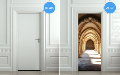 Corridor arch vault door sticker mural for Potterheads