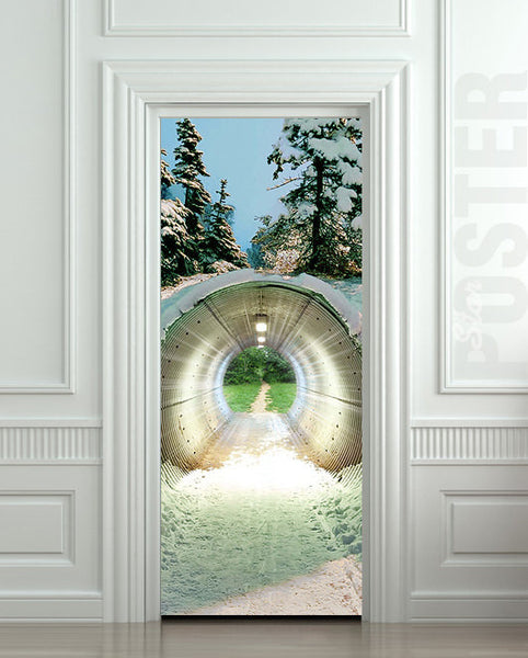 Door STICKER tunnel weather landscape nature fantasy mural decole film self-adhesive poster 30"x79"(77x200 cm) - Pulaton stickers and posters
 - 1