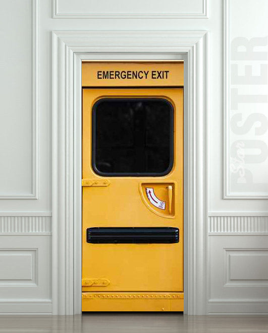 Emergency exit fire station door mural