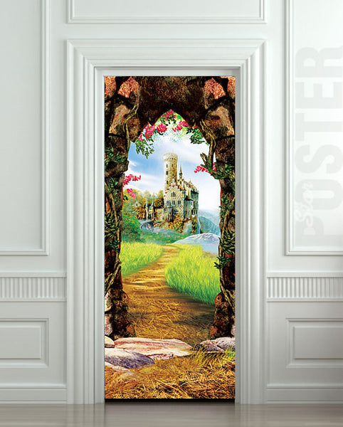 Door STICKER castle cave cavern grotto mural decole film self-adhesive poster 30"x79"(77x200 cm) - Pulaton stickers and posters
 - 1