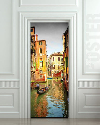 Door STICKER Venice river gondola city travel mural decole film self-adhesive poster 30"x79"(77x200 cm) - Pulaton stickers and posters
 - 1
