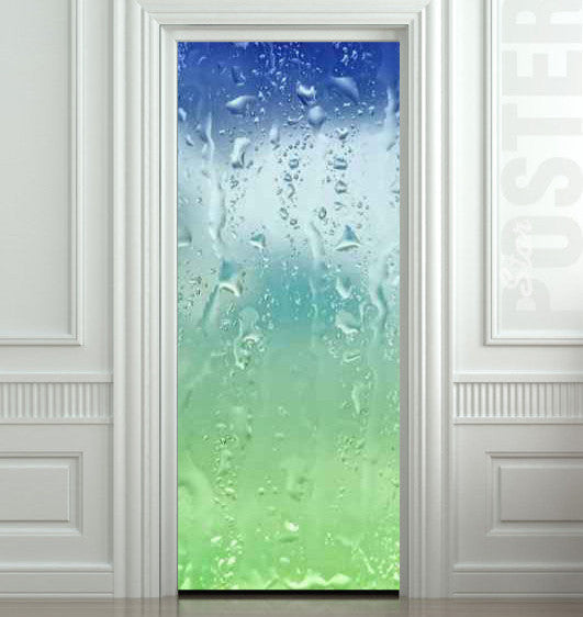 Rain drops door mural sticker