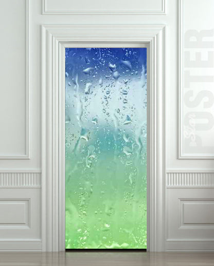 Rain drops door mural sticker