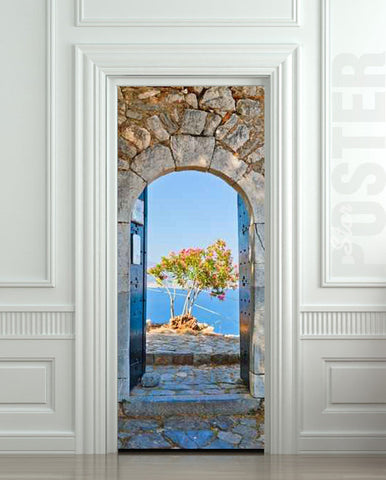 Door STICKER Greece health resort travel landscape mural decole film self-adhesive poster 30"x79"(77x200 cm) - Pulaton stickers and posters
 - 1