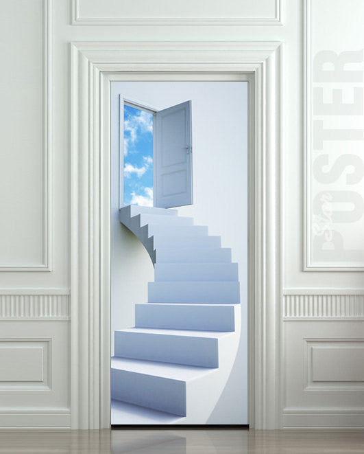 Door STICKER stairs flight sky heaven mural decole film self-adhesive poster 30"x79"(77x200 cm) - Pulaton stickers and posters
 - 1