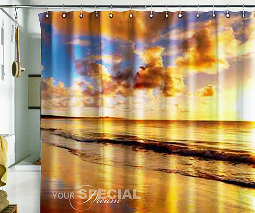Bath Shower Curtain sunset sandy beach nature beach - Pulaton stickers and posters
