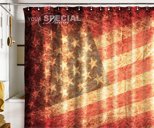 USA flag Shower Curtain 71"W×74"H (180x188cm)