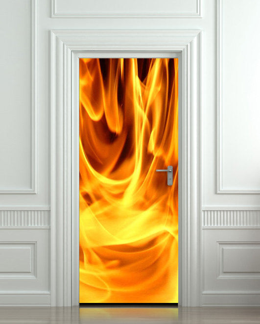 Door STICKER fire fireman 911 flame flare blaze mural decole film self-adhesive poster 30"x79"(77x200 cm) - Pulaton stickers and posters
 - 1
