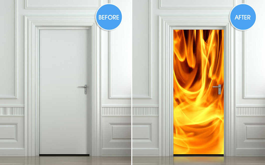 Door STICKER fire fireman 911 flame flare blaze mural decole film self-adhesive poster 30"x79"(77x200 cm) - Pulaton stickers and posters
 - 2