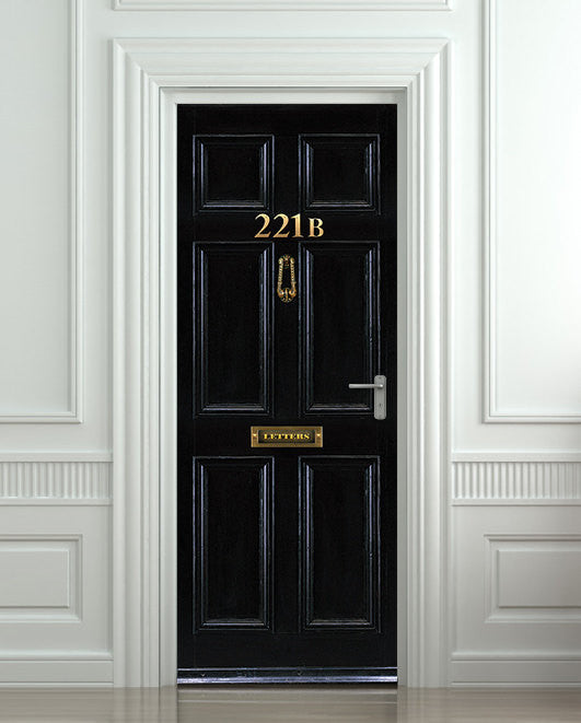 221B, Baker Street, London, Sherlock Holmes house front door mural sticker