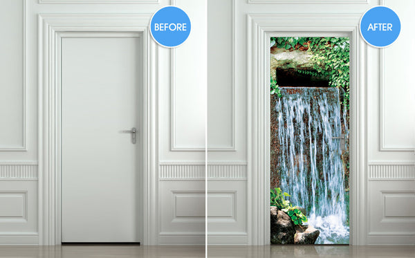 Door STICKER waterfall landscape cataract water mural decole film self-adhesive poster 30"x79"(77x200 cm) - Pulaton stickers and posters
 - 2