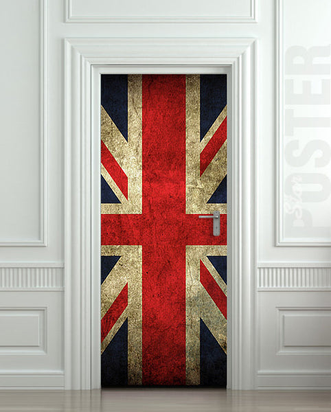 Door STICKER British flag UK banner Great Britain England English London mural decole film self-adhesive poster 30"x79"(77x200 cm) - Pulaton stickers and posters
 - 1