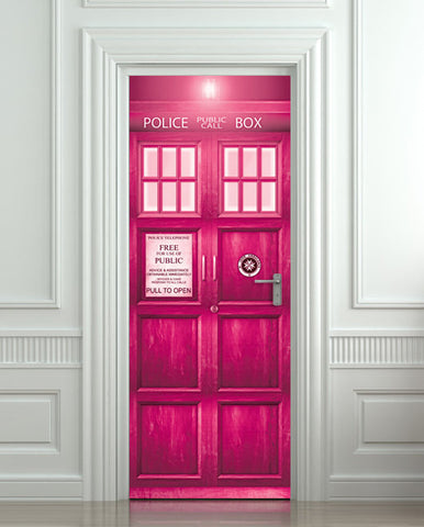 Crazy stuff! Door STICKER PINK Police box magical mural decole film self-adhesive poster 30"x79"(77x200 cm) - Pulaton stickers and posters
 - 1