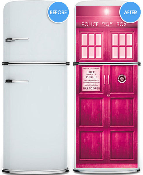 Crazy stuff! Door STICKER PINK Police box magical mural decole film self-adhesive poster 30"x79"(77x200 cm) - Pulaton stickers and posters
 - 3