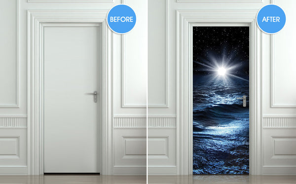 Door STICKER sea night water mural decole film self-adhesive poster 30"x79"(77x200 cm) - Pulaton stickers and posters
 - 2