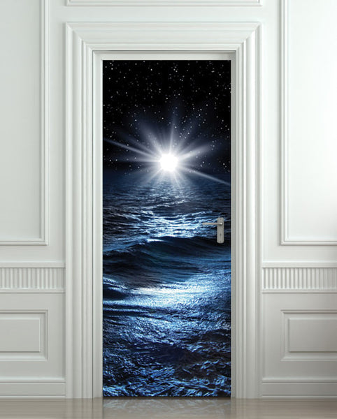 Door STICKER sea night water mural decole film self-adhesive poster 30"x79"(77x200 cm) - Pulaton stickers and posters
 - 1