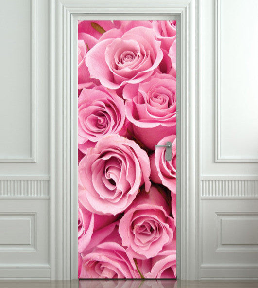 Door STICKER Pink roses. Girls nursery decor.